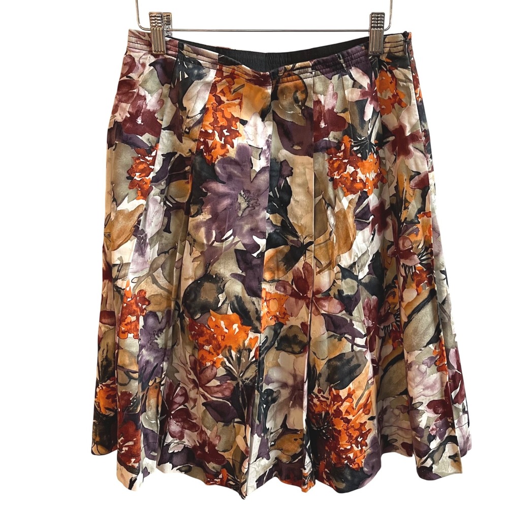 Zara Woman Floral Pleated A-Line Mini Skirt Size Medium